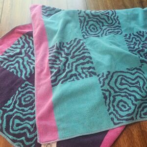 Vintage Home Studio Brazil Cotton Beach Towel Teal Pink Purple Memphis style hbc